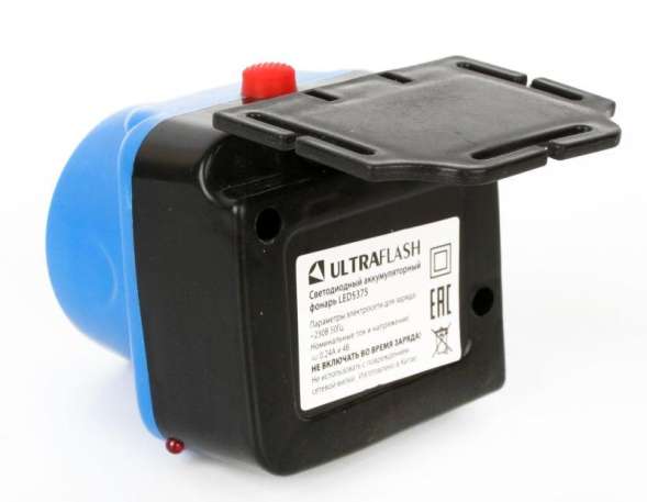 Фонарь налобный аккумуляторный LED5375 220В 0.4Вт LED 2 реж. пластик голуб. Ultraflash 14252