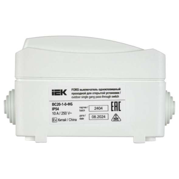 Выключатель проходной 1-кл. ОП Форс IP54 ВС20-1-0-ФБ бел. IEK EVS10-K01-10-54-DC