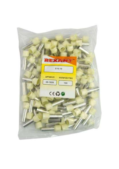 Наконечник штыревой втулочный изолир. (НШВИ F-18мм) 18ммх16кв.мм (E16-18) беж. REXANT 08-1828