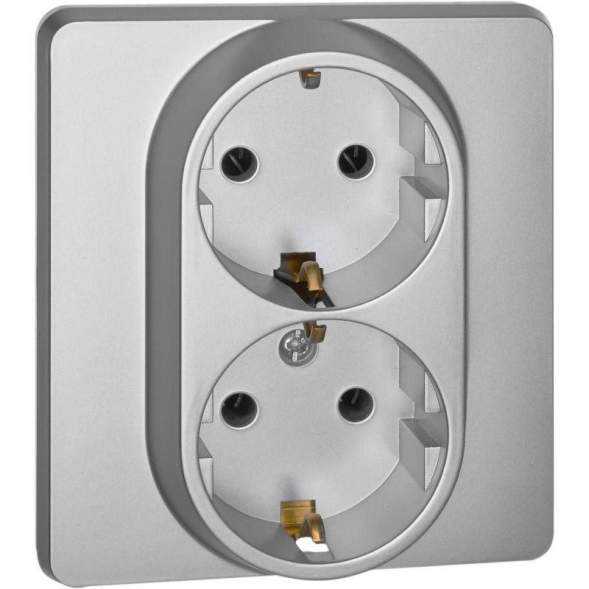 Розетка Inspiria 16А 250В 2х2P+E немецк. стандарт алюм. Leg 673752