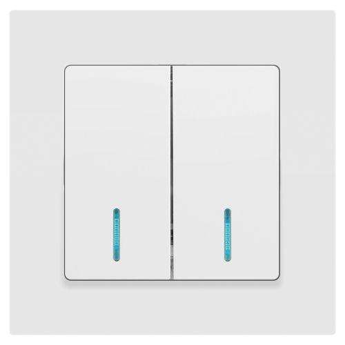 Выключатель Accent 6-105-01М двойн. с подсветкой 10А-250В IP20 СУ AL/CU бел. матов. Intro Б0063507