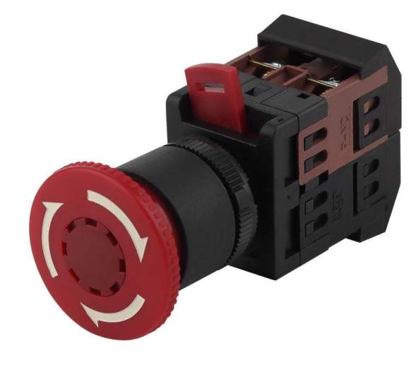 Кнопка AE-22 &quot;Грибок&quot; d22мм 1з+1р 240В с фиксацией BBG10-AE-K04E красн. ЭРА Б0045629