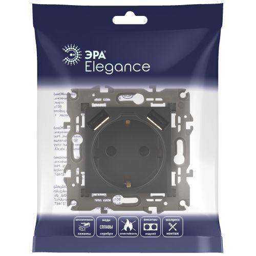 Розетка 16А 250В 2P+E с 2хUSB 5В-3А защ. шторки Elegance антрацит 14-4109-05 ЭРА Б0047871