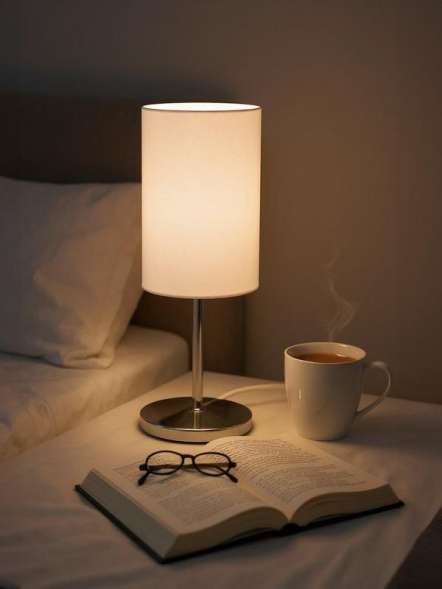 Светильник настольный JH3-01-wh E14 IP20 110х110х310мм метал.; ткань; PVC-пластик бел. JazzWay 5062344