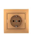 Розетка 1-м СП Мира 16А IP20 с заземл. со вставкой керамика зол. метал. LEZARD 701-1313-122
