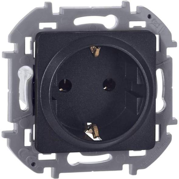 Механизм розетки 1-м СП Inspiria 16А IP20 250В 2P+E немецк. стандарт антрацит Leg 673723