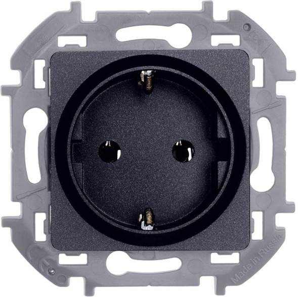 Механизм розетки 1-м СП Inspiria 16А IP20 250В 2P+E немецк. стандарт антрацит Leg 673723