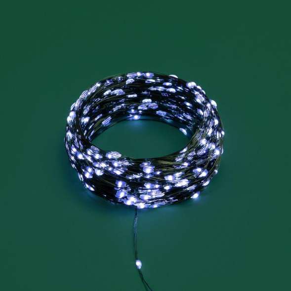 Гирлянда светодиодная "Роса" 50м 500LED бел. IP20 230В с контроллером провод зел. Neon-Night 303-285