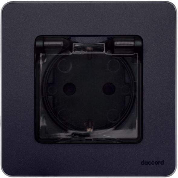 Механизм розетки 1-м СП Inspiria 16А IP44 250В 2P+E защ. шторки с крышкой немецк. стандарт антрацит Leg 673743