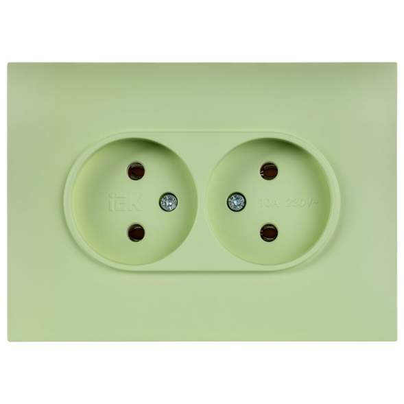 Розетка 2-м SKANDY 10А без заземл. без защ. шторок в сборе SK-R10G мятный IEK SK-R20-10-K06-F