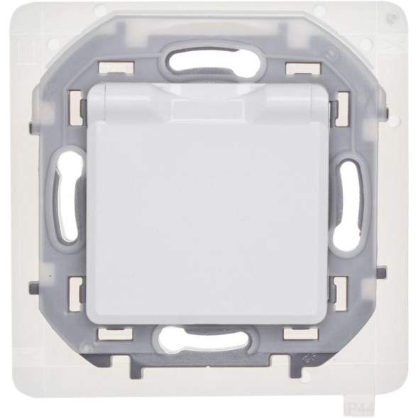 Механизм розетки 1-м СП Inspiria 16А IP44 250В 2P+E защ. шторки с крышкой немецк. стандарт бел. Leg 673740