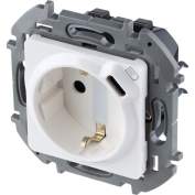 Механизм розетки 1-м СП Inspiria 16А IP20 250В 2P+E немецк. стандарт со встроен. зарядным устройством USB C 1.5А 5В бел. Leg 673770