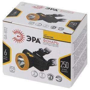 Фонарь светодиодный аккумуляторный налобный GA-802 3Вт 2режима Li-Ion 1500мАч IP40 желт.-черн. Эра Б0055349