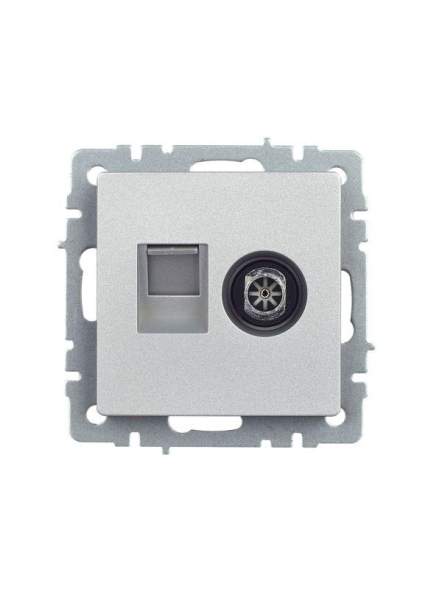 Розетка компьютерная + телевизионная 2-м Brite РТВ/РК12-БрА RJ45 кат.5E + TV алюм. IEK BR-AK20-1-K47