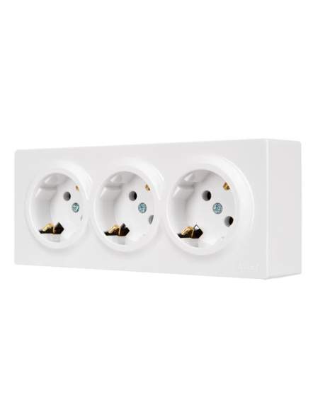 Розетка 3-мест. с заземл. LETO закрытый корпус ПБТ бел. LEZARD 752-0200-127BUP