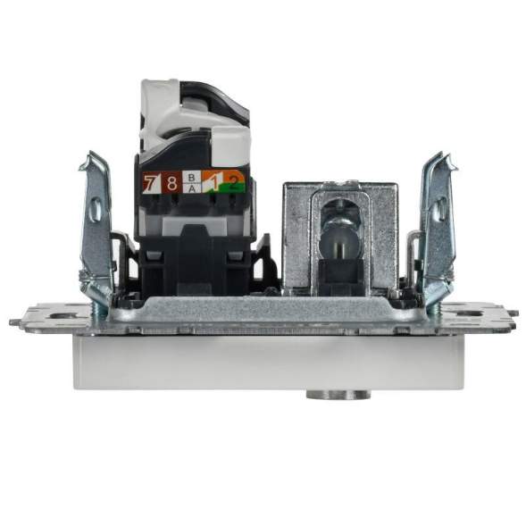 Розетка компьютерная + телевизионная 2-м Brite РТВ/РК12-БрБ RJ45 кат.5E + TV бел. IEK BR-AK20-1-K01