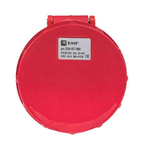 Розетка кабельная 63А 380В 3P+РЕ IP44 (234) EKF ps-234-63-380