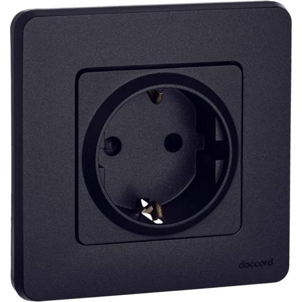 Механизм розетки 1-м СП Inspiria 16А IP20 250В 2P+E защ. шторки немецк. стандарт антрацит Leg 673733