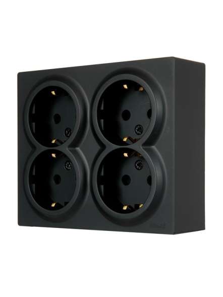 Розетка 4-мест. с заземл. LETO закрытый корпус ПБТ черн. бархат LEZARD 752-4200-127BDP