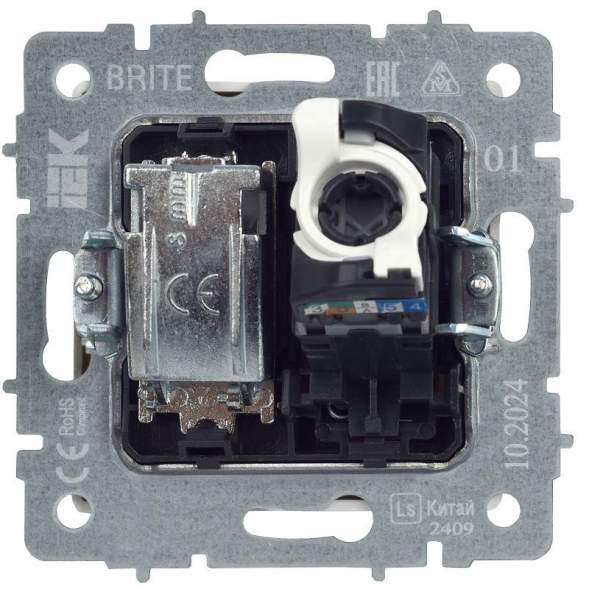 Розетка компьютерная + телевизионная 2-м Brite РТВ/РК12-БрЧ RJ45 кат.5E + TV черн. IEK BR-AK20-1-K02