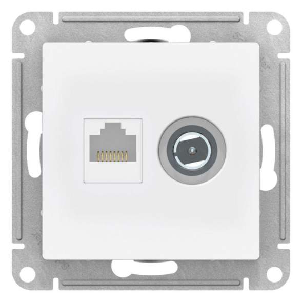Розетка двойная AtlasDesign ТВ + компьютерная RJ45 кат. 5Е лотос SE ATN001389