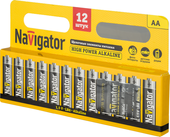 Элемент питания алкалиновый AA/LR6 94 782 NBT-NE-LR6-BP12 (блист.12шт) NAVIGATOR 94782
