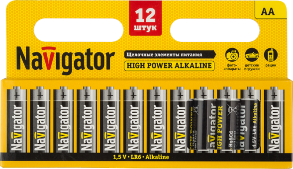 Элемент питания алкалиновый AA/LR6 94 782 NBT-NE-LR6-BP12 (блист.12шт) NAVIGATOR 94782
