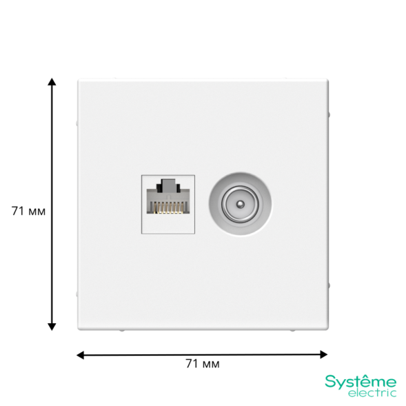 Розетка компьютерная + телевизионная 2-м ArtGallery RJ45 + TV кат.5E лотос SE GAL001389