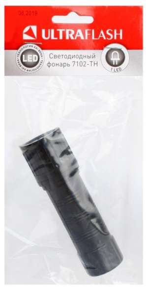 Фонарь 7102-ТН (черн. 1LED 1 реж 2XR03 ; блист-пакет) Ultraflash 11788