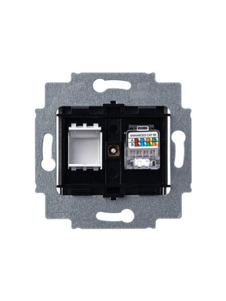 Розетка информационная Levit RJ45 кат. 5e и заглушка сталь ABB 2CHH295117A6069