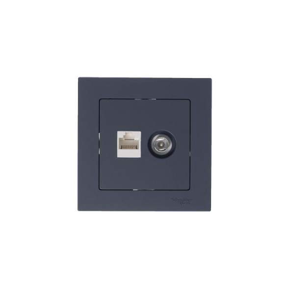 Розетка компьютерная + телевизионная 2-м AtlasDesign RJ45 кат.5E + TV механизм грифель SE ATN000789