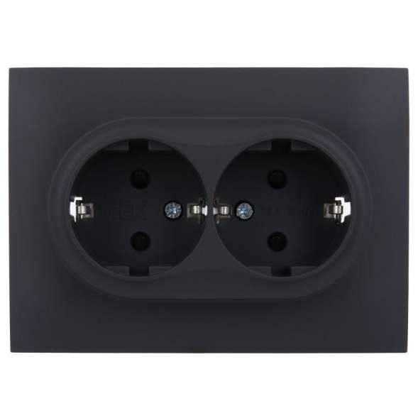 Розетка 2-м SKANDY 16А с заземл. защ. штроки в сборе SK-R07G графит IEK SK-R24-16-K53-F