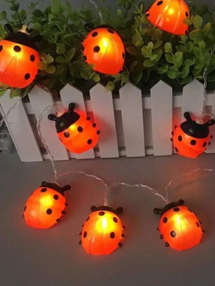 Гирлянда декоративная &quot;Божья коровка&quot; 6x5см 20LED на солнечной батарее бел. дл.4м (2+2м) аккумулятор АА NI-MH 600мА.ч КОСМОС KOC_SOL110