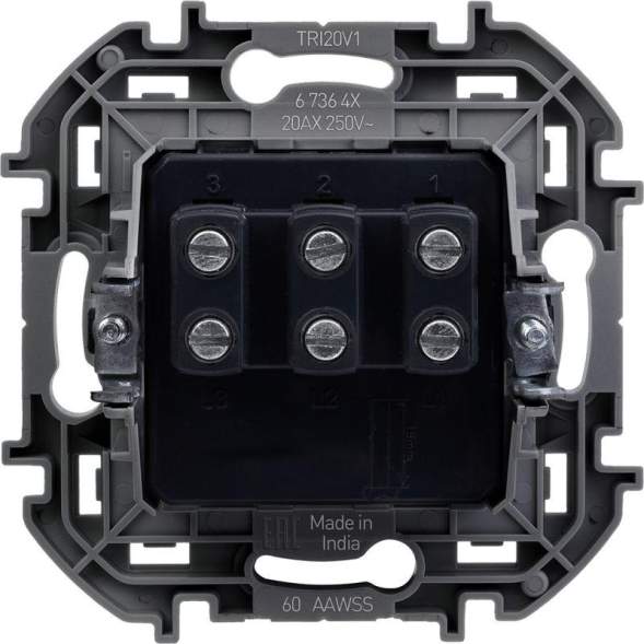 Механизм выключателя 3-кл. Inspiria 20А IP20 250В 10AX алюм. Leg 673642