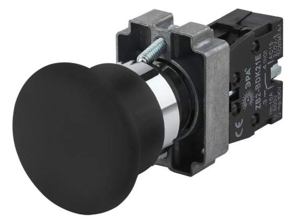 Кнопка LAY5-BC21 &quot;Грибок&quot; 1з BBG70-BC-K02E черн. ЭРА Б0045640
