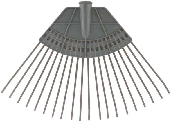 Грабли веерные пластинчатые (пластмассовая основа) 20 зубьев 310х450мм без черенка КУРС 76941