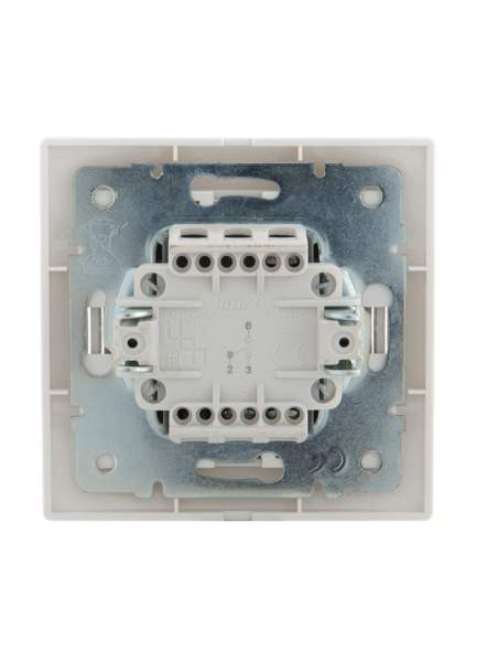 Переключатель проходной 1-кл. СП Мира 10А IP20 с бел.вставкой бел. LEZARD 701-0202-105