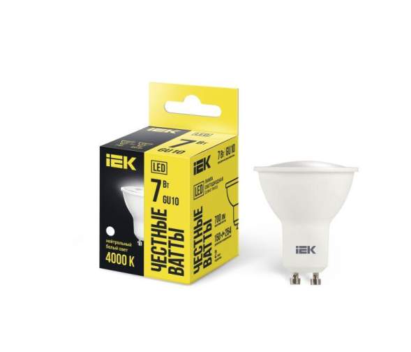 Лампа светодиодная ECO PAR16 софит 7Вт 230В 4000К GU10 IEK LLE-PAR16-7-230-40-GU10