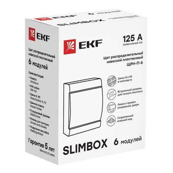 Щит ЩРН-П-6 &quot;SlimBox&quot; IP41 бел. дверца PROxima EKF sb-n-6w