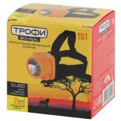 Фонарь налобный светодиодный TG1 аккумуляторный яркий 4В 0.5А.ч 1xLED ЗУ 220В Трофи Б0053033
