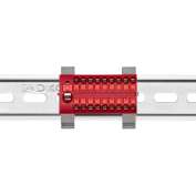 Блок распределительный с горизонт. адаптером на рейку шир. 35мм зажим push-in 1 ввод 6кв.мм 18 точек подключения 2.5кв.мм красн. DKC DTP1-118-104SPUR-H