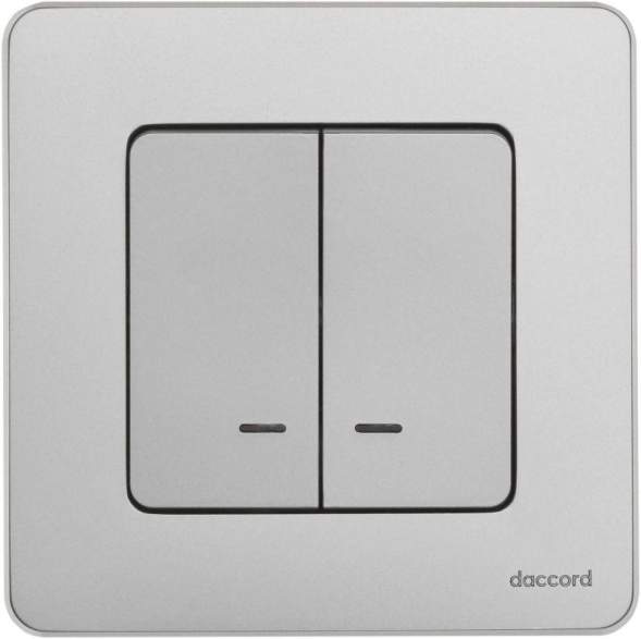 Механизм выключателя 2-кл. Inspiria 10А IP20 250В 10AX с подсветкой / индикацией алюм. Leg 673632