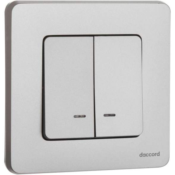 Механизм выключателя 2-кл. Inspiria 10А IP20 250В 10AX с подсветкой / индикацией алюм. Leg 673632