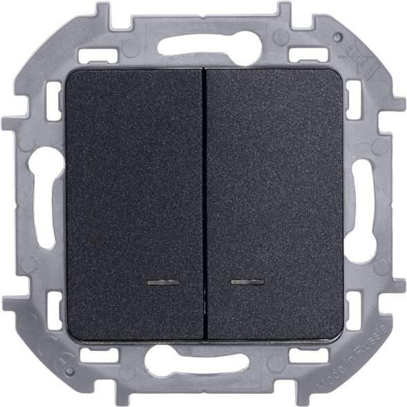 Механизм выключателя 2-кл. Inspiria 10А IP20 250В 10AX с подсветкой / индикацией антрацит Leg 673633