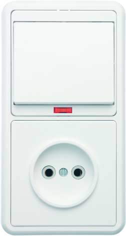 Блок БКВР-214 Бэлла (1-кл. выкл. с инд. + розетка) бел. Кунцево 5817