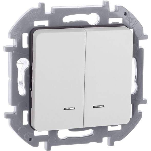 Механизм выключателя 2-кл. Inspiria 10А IP20 250В 10AX с подсветкой / индикацией бел. Leg 673630