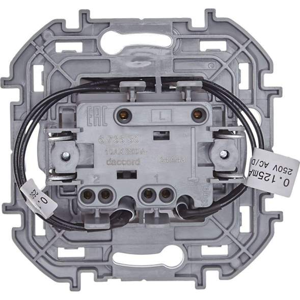 Механизм выключателя 2-кл. Inspiria 10А IP20 250В 10AX с подсветкой / индикацией бел. Leg 673630