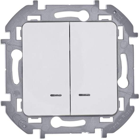 Механизм выключателя 2-кл. Inspiria 10А IP20 250В 10AX с подсветкой / индикацией бел. Leg 673630