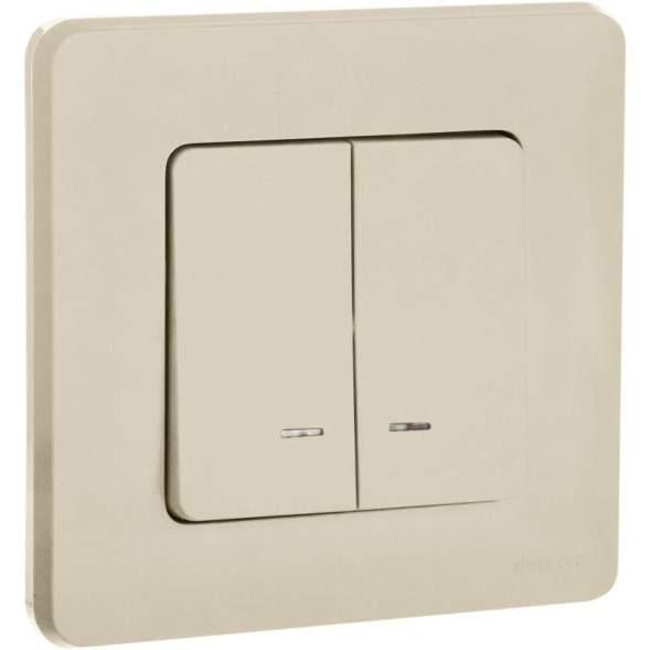 Механизм выключателя 2-кл. Inspiria 10А IP20 250В 10AX с подсветкой / индикацией сл. кость Leg 673631