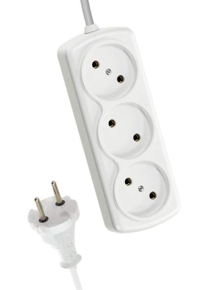 Удлинитель 3х1.5м 6А IP20 ПВС 2х0.75 Космос YKsm1.5m-3g(6A)S